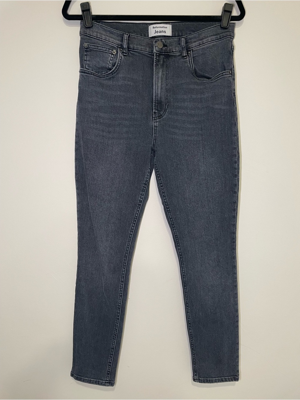 Reformation High Rise Skinny Jeans Gibson Wash Faded Black Denim Womens Size 30 - Picture 2 of 6